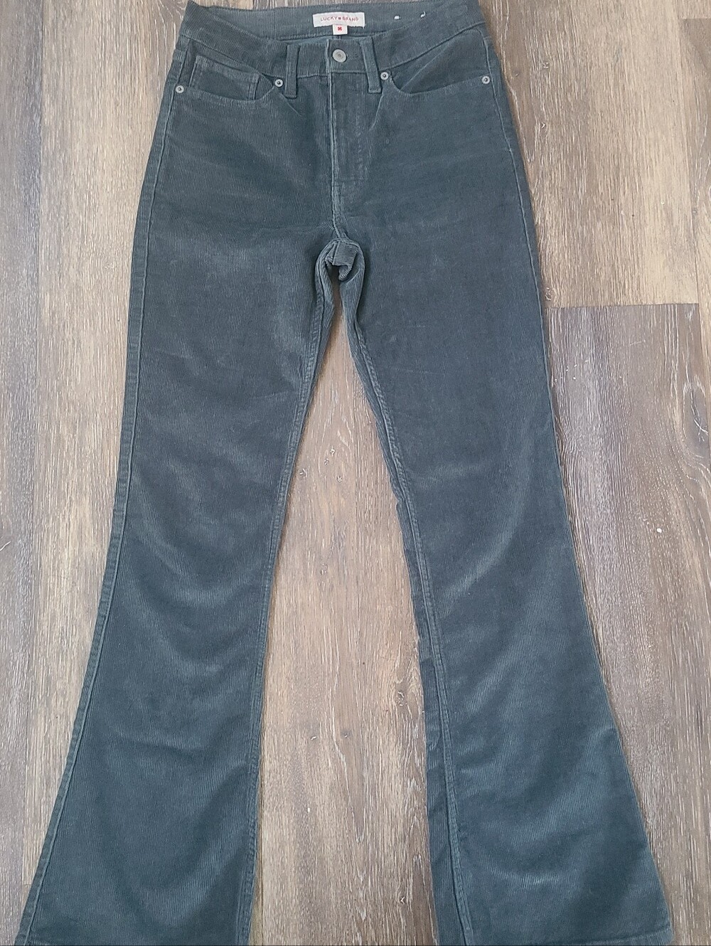 Lucky Brand Olive Gray Cordoroy Bootcut Pants Woman's Size 4